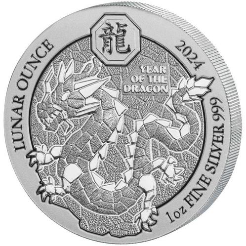 Rwanda / Ruanda Lunar Dragon 1 oz 2024, Postzegels en Munten, Munten | Afrika, Losse munt, Zilver, Overige landen, Verzenden