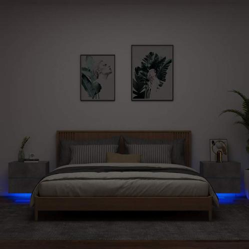 vidaXL Nachtkastjes met LEDs 2 st wandgemonteerd betongrijs, Huis en Inrichting, Slaapkamer | Nachtkastjes, Nieuw, Minder dan 45 cm