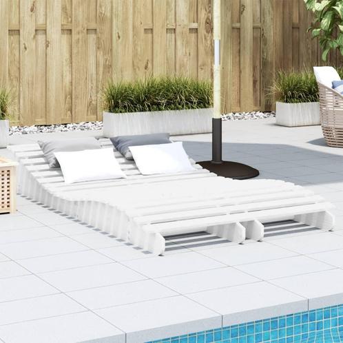 vidaXL Ligbedden 2 st 205x60x31,5 cm massief grenenhout wit, Tuin en Terras, Ligbedden, Nieuw, Verzenden