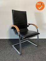Ahrend A350 vergaderstoel - Zwart leer - Hoge rug, Vergader- of Presentatieruimte, Ophalen of Verzenden, Gebruikt, Stoel