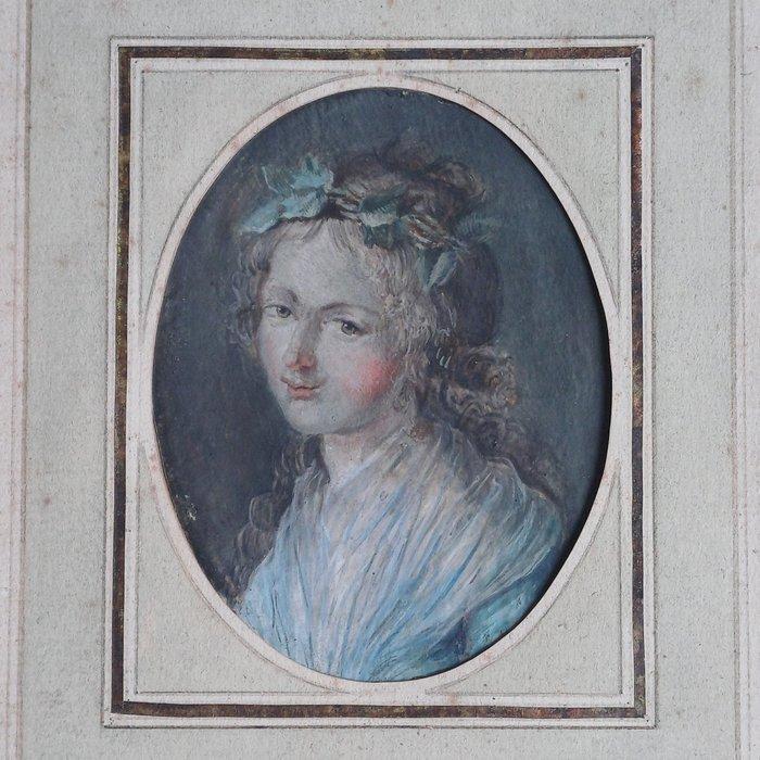 Europese school (XVIII-XIX) - Meisje met krans in het haar, Antiek en Kunst, Kunst | Schilderijen | Klassiek