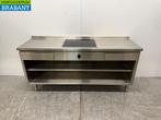 RVS Werktafel met inbouw inductie Fornuis 188 cm 400V Horeca, Ophalen of Verzenden, Gebruikt