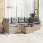 vidaXL Tuin Sofa Set met kussen 7 pcs Beige, Grijs 55 x 55 x, Verzenden, Nieuw, Rotan