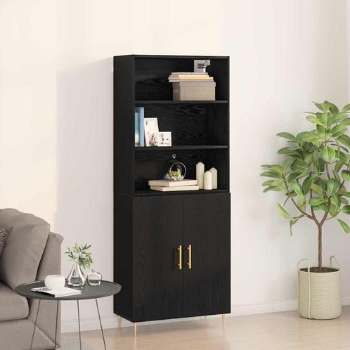 vidaXL Highboard 2 pcs Zwart eiken 70 x 34 x 180 cm Bewerkt, Huis en Inrichting, Kasten | Buffetkasten, Nieuw, 50 tot 100 cm, Overige houtsoorten