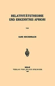 Relativitatstheorie und Erkenntnis Apriori. Reichenbach,, Boeken, Biografieën, Zo goed als nieuw, Verzenden