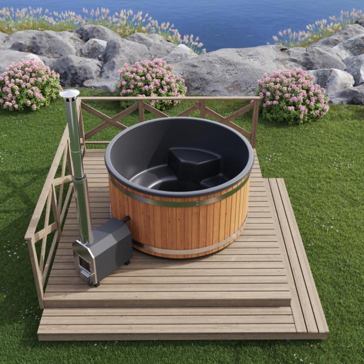 Scandic Premium step-in Hottub | Ø200cm | kunststof kuip |, Tuin en Terras, Bubbelbaden en Hottubs, Vast, Nieuw, Afdekzeil, Trap