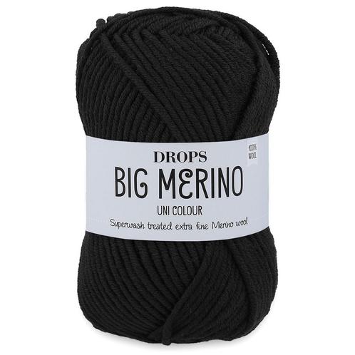 DROPS Big Merino Uni Colour - 04 zwart - Wol Garen, Hobby en Vrije tijd, Breien en Haken, Ophalen of Verzenden