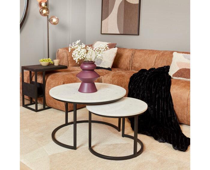 Salontafel Nova | Set van 2 | Rond | Wit marmer, Huis en Inrichting, Tafels | Salontafels, Nieuw, Ophalen of Verzenden