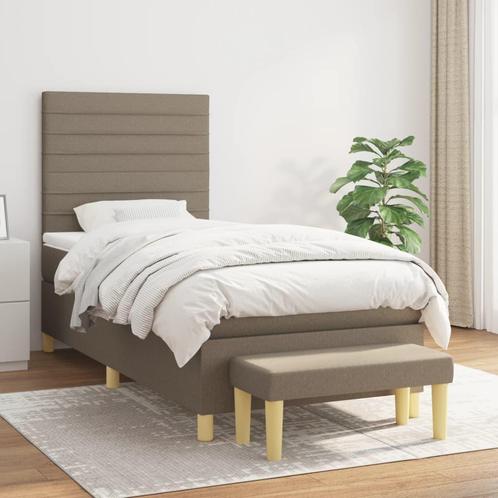 vidaXL Boxspring met matras stof taupe 80x200 cm, Huis en Inrichting, Slaapkamer | Bedden, 80 cm, 200 cm, Eenpersoons, Nieuw, Stof