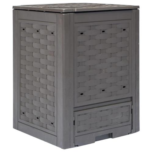 vidaXL Compostbak 300 L 60x60x83 cm kunststof rattan bruin, Tuin en Terras, Overige Tuin en Terras, Nieuw, Verzenden