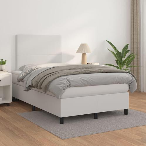 vidaXL Boxspring met matras kunstleer wit 120x200 cm, Huis en Inrichting, Slaapkamer | Bedden, 120 cm, 200 cm, Wit, Twijfelaar