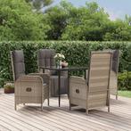 vidaXL 5-delige Tuinset met kussens poly rattan zwart en, Tuin en Terras, Verzenden, Nieuw, Rotan, Tuinset