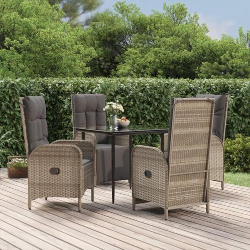 vidaXL 5-delige Tuinset met kussens poly rattan zwart en, Tuin en Terras, Tuinsets en Loungesets, Tuinset, Nieuw, Rotan, Verzenden