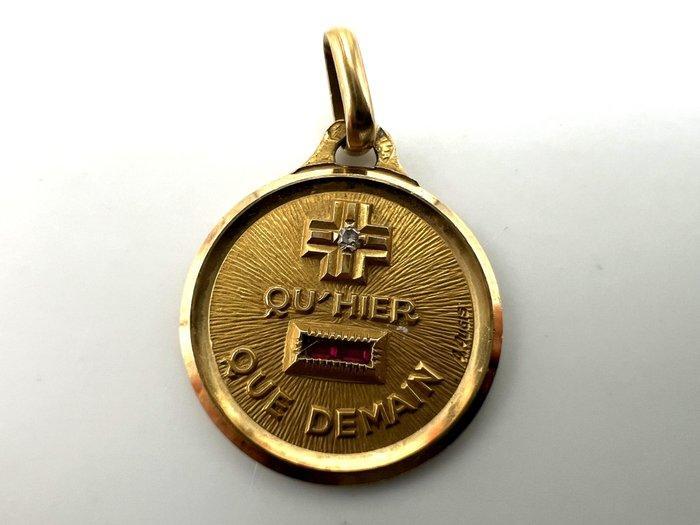 Zonder Minimumprijs - A. Augis - Hanger - 18 karaat Geel, Sieraden, Tassen en Uiterlijk, Antieke sieraden