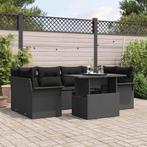 vidaXL Tuin Sofa Set met kussen met opslag 7 pcs Zwart Poly, Verzenden, Nieuw, Rotan