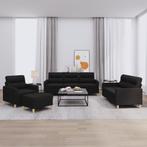 vidaXL 4-delige loungeset met kussens stof zwart, Verzenden, Nieuw, Vierpersoons of meer, Stof