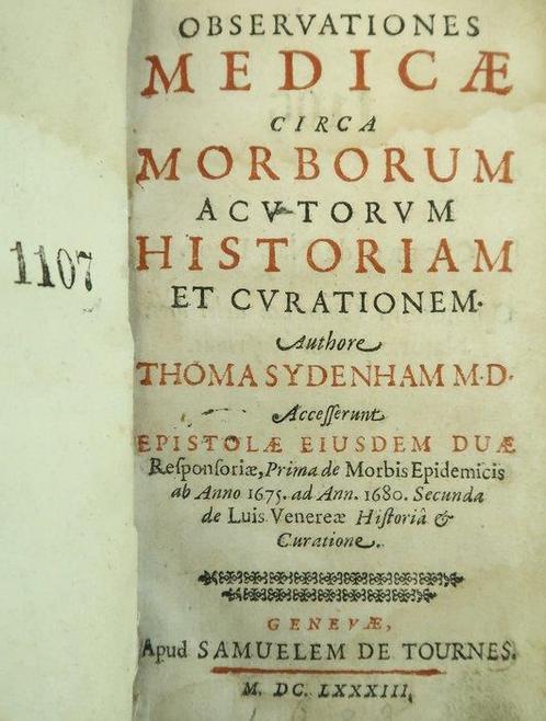 Thomas Sydenham - Observationes Medicae (.) Epistolae, Antiek en Kunst, Antiek | Boeken en Bijbels