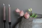 Wax LED dinerkaars Soft rose 15 cm set van 2, Nieuw, Ophalen of Verzenden