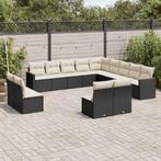 vidaXL 13-delige Loungeset met kussens poly rattan zwart, Verzenden, Nieuw, Rotan, Loungeset