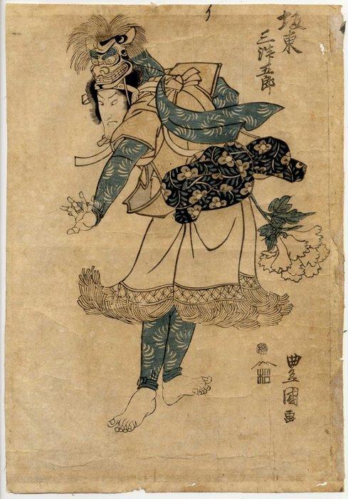 Acteur in een Dans der Bloemen - 1800 - Papier - Utagawa, Antiek en Kunst, Antiek | Overige Antiek