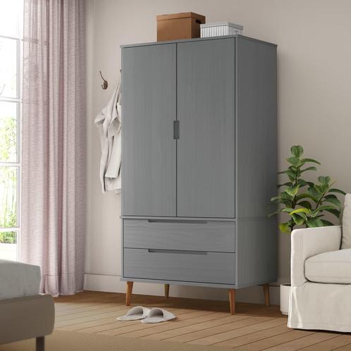 vidaXL Kledingkast MOLDE 90x55x175 cm massief grenenhout, Huis en Inrichting, Kasten | Kledingkasten, Nieuw, Verzenden