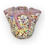 Filippo Maso - Vaas - Roze zakdoek met bladzilver en murrine, Antiek en Kunst, Kunst | Designobjecten