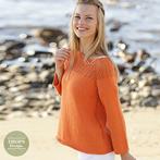 Patroon Gebreide Trui Met Raglan Orange Dream - Drops De, Hobby en Vrije tijd, Breien en Haken, Ophalen of Verzenden, Nieuw