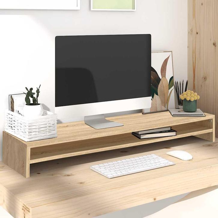 vidaXL Monitorstandaard 100x24x13 cm bewerkt hout sonoma, Audio, Tv en Foto, Televisie-accessoires, Nieuw, Verzenden