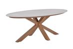 GI Scotland ovale tuintafel 230x115 cm. - Teak look/Zand, Verzenden, Nieuw, Rond, Overige materialen