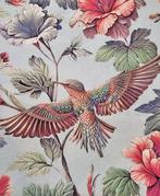 Exclusieve stof aquagroen met kolibrie in vlucht- Artmaison, Antiek en Kunst