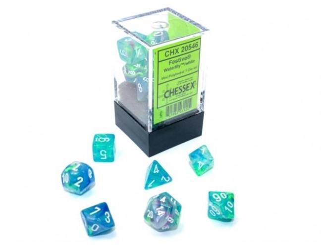 Mini Polydice Dobbelsteen Set Blauw (7 stuks) | Chessex -, Hobby en Vrije tijd, Gezelschapsspellen | Bordspellen, Nieuw, Verzenden