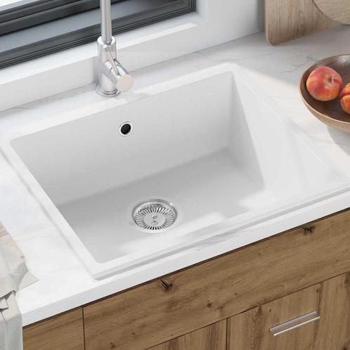 vidaXL Keukenwasbak Wit 54 x 44 x 20 cm Graniet, Doe-het-zelf en Verbouw, Sanitair, Nieuw, Verzenden