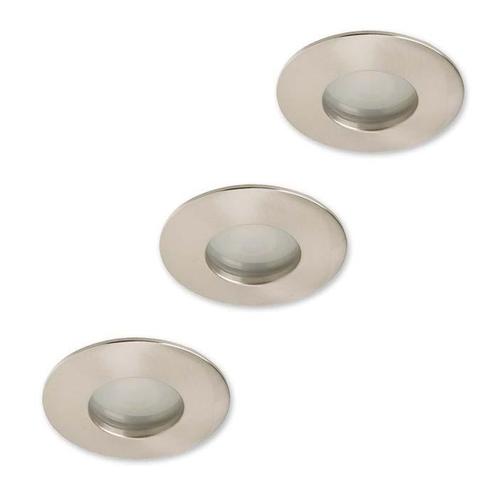 Set van 3 badkamer inbouwspots nikkel + LED spots GU10 Lybar, Huis en Inrichting, Lampen | Spots, Nieuw, Verzenden