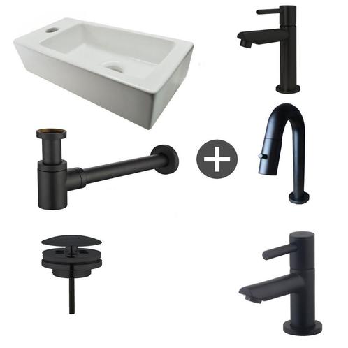 Fonteinpack Rhea Links Keramiek 36x18x9 cm Mat Zwart (Keuze, Doe-het-zelf en Verbouw, Sanitair, Overige typen, Nieuw, Ophalen of Verzenden