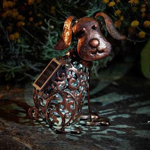 Solar Hond - Metaal - 22 cm, Tuin en Terras, Tuinbeelden, Overige typen, Nieuw, Verzenden