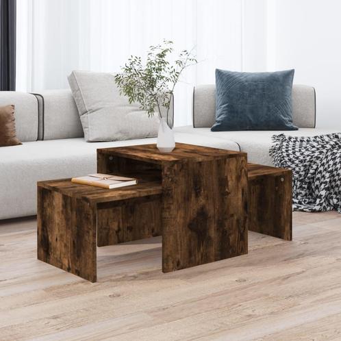 vidaXL Salontafelset 100x48x40 cm bewerkt hout gerookt, Huis en Inrichting, Tafels | Salontafels, 100 tot 150 cm, Nieuw, Overige houtsoorten