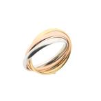Tricolor gouden trinity ring (witgoud, roségoud), Sieraden, Tassen en Uiterlijk, Ringen, Gebruikt, Overige kleuren, Ophalen of Verzenden