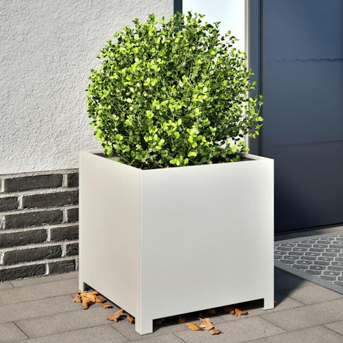 vidaXL Plantenbak 50x50x50 cm staal wit, Tuin en Terras, Bloembakken en Plantenbakken, Nieuw, Metaal, Verzenden