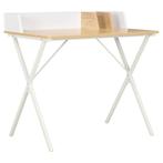 vidaXL Bureau 80x50x84 cm wit en natuurlijk, Huis en Inrichting, Bureaus, Verzenden, Nieuw