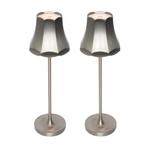 Set van 2 retro tafellampen gunmetal oplaadbaar IP44 -, Huis en Inrichting, Lampen | Tafellampen, Nieuw, Retro, Minder dan 50 cm