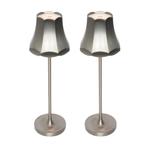 Set van 2 retro tafellampen gunmetal oplaadbaar IP44 -, Huis en Inrichting, Lampen | Tafellampen, Nieuw, Retro, Minder dan 50 cm