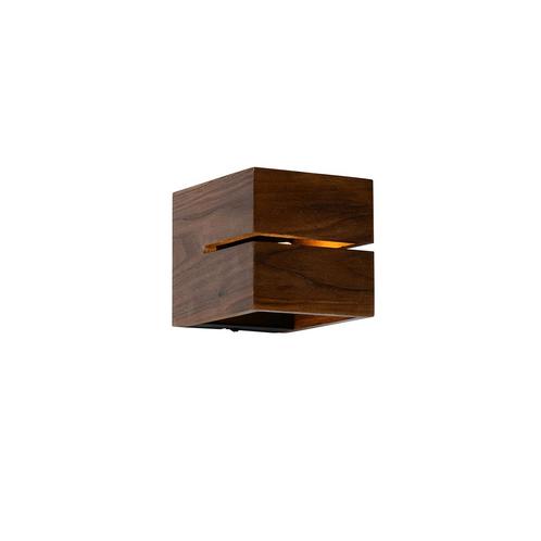 Landelijke wandlamp walnoot hout 9,7 - Transfer Groove, Huis en Inrichting, Lampen | Wandlampen, Nieuw, Overige materialen