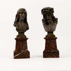 Eugène Marioton (1854-1933) Bustes van Christus en Maria, Antiek en Kunst, Ophalen