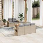vidaXL 6-delige Loungeset met kussens poly rattan beige, Verzenden, Nieuw, Rotan, Loungeset