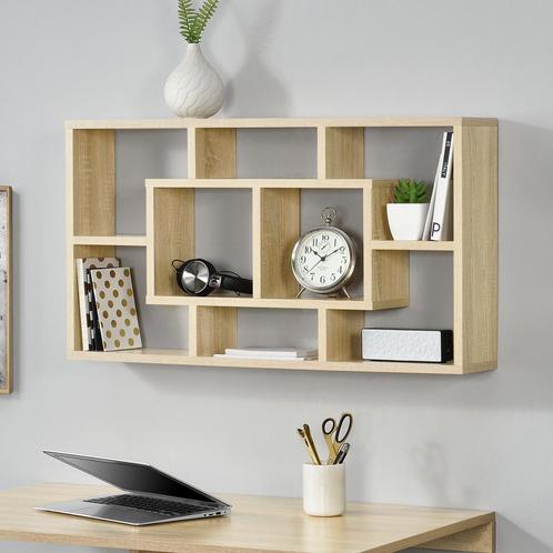 Wandrek 8 vakken muurkast 85x16x47,5 cm sonoma eiken, Huis en Inrichting, Woonaccessoires | Wandplanken en Boekenplanken, Nieuw