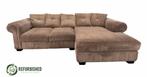 Refurbished 4-zits hoekbank ribstof met 6 mnd garantie!, 250 tot 300 cm, Gebruikt, Ribstof, Hoekbank