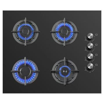 Kumtel C6-40BF - Inbouw Gaskookplaat - 4 Pits - Zwart Glas beschikbaar voor biedingen