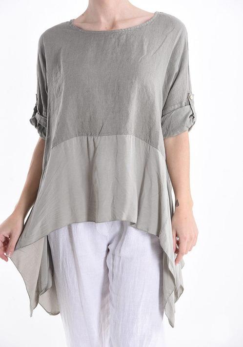 Linnen top met lange volant met verstelbare mouwen LICHT, Kleding | Dames, T-shirts