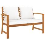 vidaXL Tuinbank met crèmekleurig kussen 120 cm massief, Verzenden, Nieuw, Hout