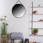 Wandspiegel zwart | Kunstleren band | Rond, Huis en Inrichting, Woonaccessoires | Spiegels, Nieuw, 100 tot 150 cm, Minder dan 50 cm